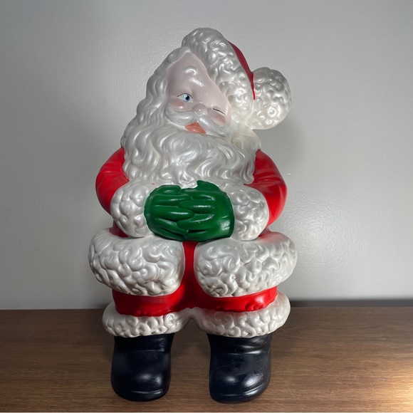 Large Vintage 14 1/2 Inch Atlantic Mold Ceramic Winking Santa Christmas Decor - Picture 15 of 15